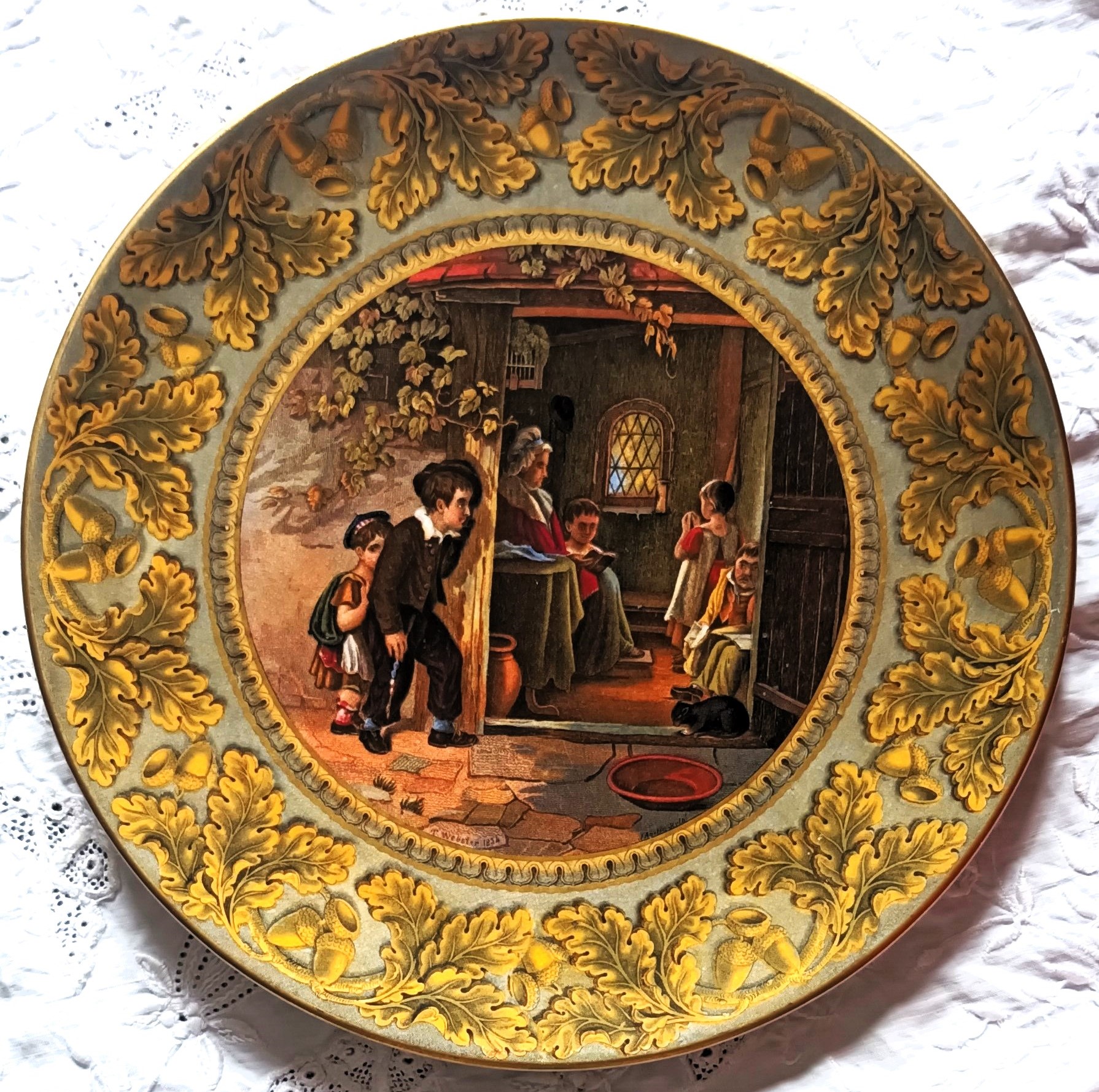 Antique English Victorian Pratt-ware Dessert Plate ~ "The Truant" ~ Ball No. 413